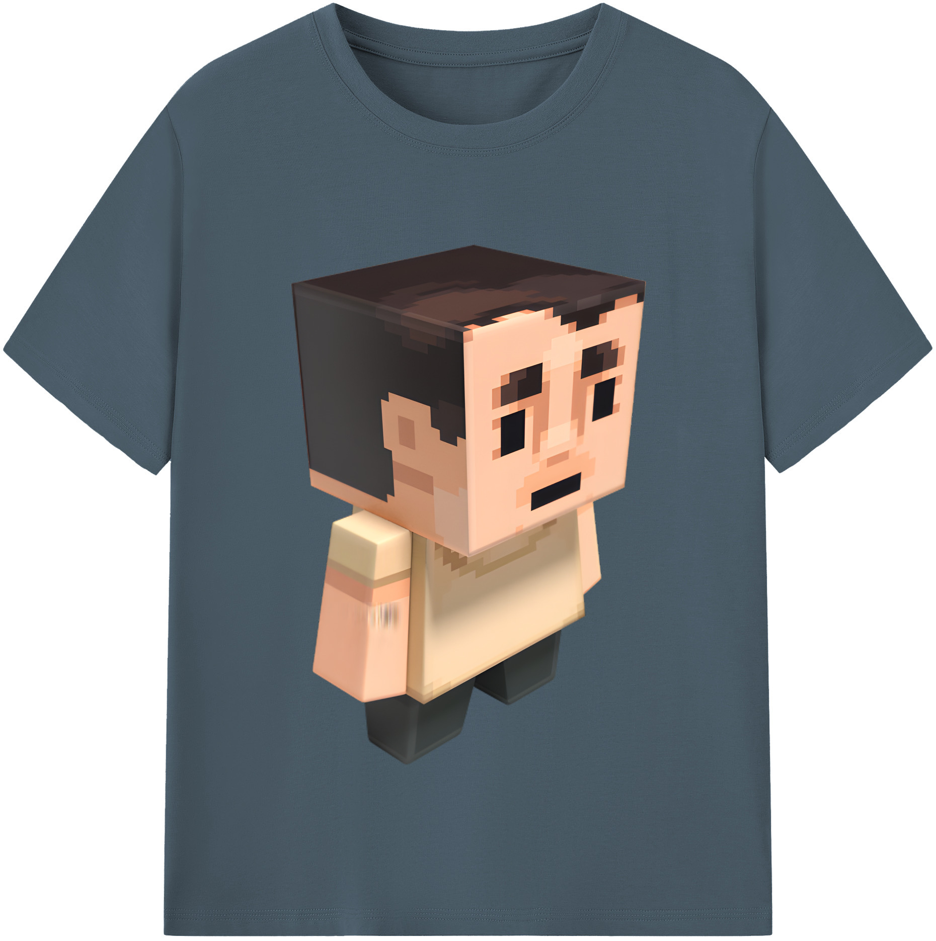 （画像用） マインクラフト ブロックの世界 Minecraft MC Block world 綿100％半袖Tシャツ（フロントプリント）
